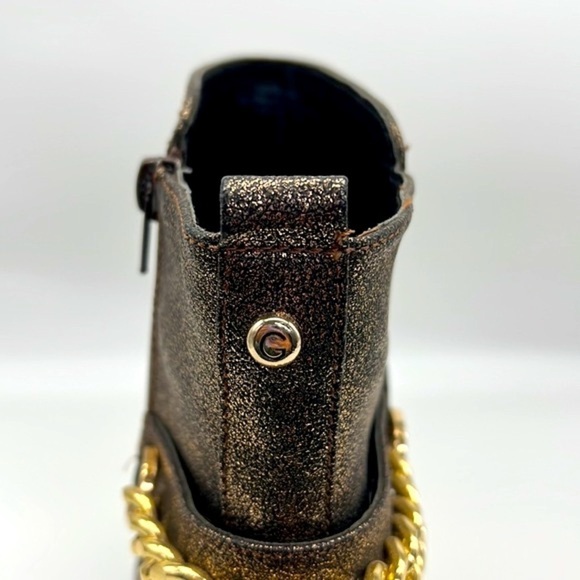 G By Guess - Greedy Gold Glitter Moto Boot With Gold Chain Size 10 - Picture 6 of 15